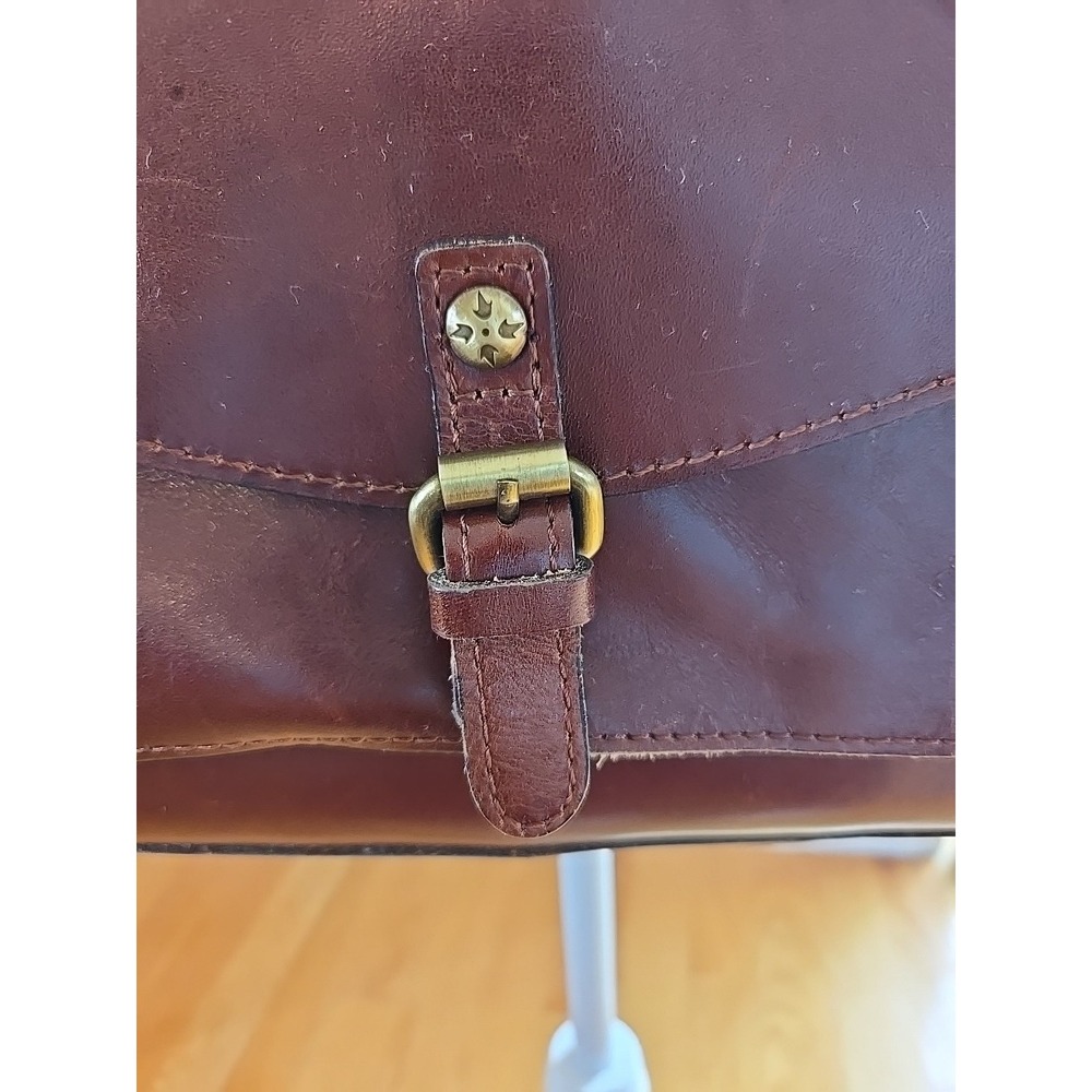 VTG PATRICIA NASH Kirby Leather Front Pocket Large Crossbody Bag Brown VGUC - Picture 5 of 16
